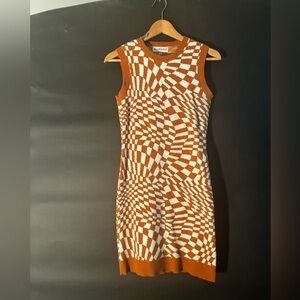 Paloma Wool Orange and White Sheath Mini Dress